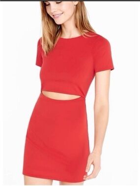 Express Red Cutout Short Sleeve Mini Dress